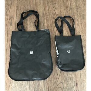 Lululemon Reusable Shopping Bags Lot Of 2 Big Small Black Tote Bags